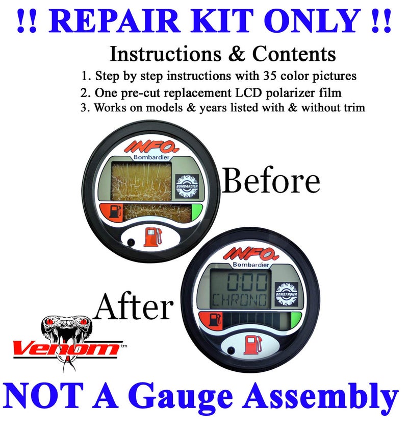 Venom NOT A Gauge Assembly, Repair KIT (for Sea-Doo) Repair Kit for LCD Info Gauge Center Display (Fits Many 1996-05 GTX GSX GTI LRV RX XP/LTD DI RFI, See Ad for Exact Model & Year Fit - Image 2